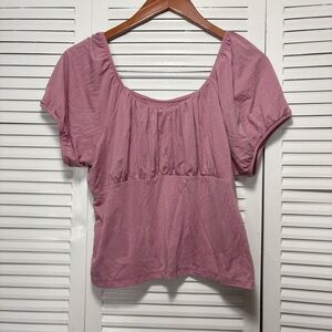 SO Sonoma Mauve Gathered Front Elastic Short Sleeve Blouse Top Size XXL